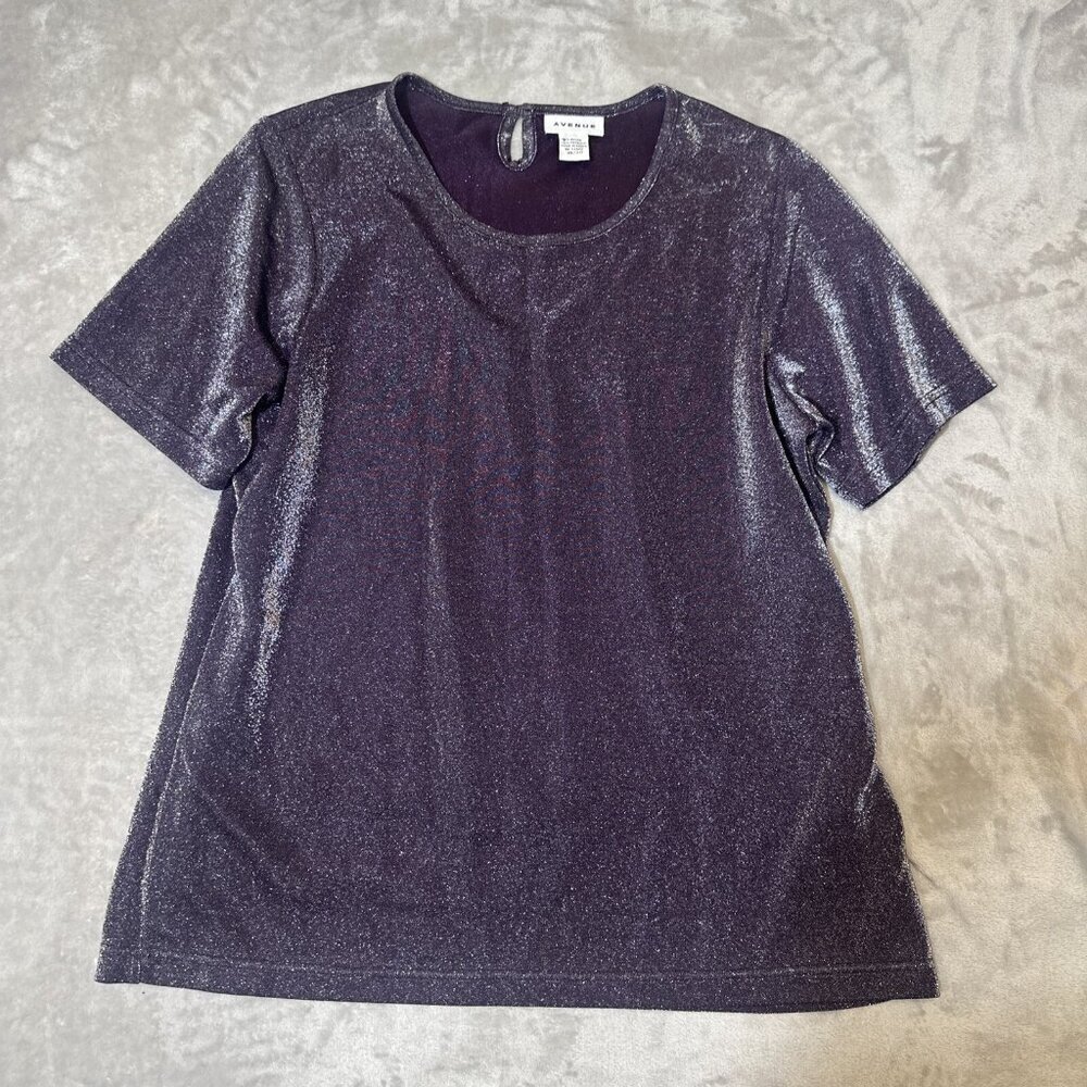 Women’s Avenue Metallic Top Purple Shimmer Size 18/20 - Picture 1 of 11